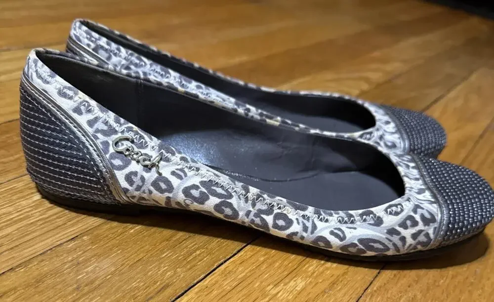 Coach Shine Sequence Ballet Cheetah Print Round-Toe Flats Women's 7
